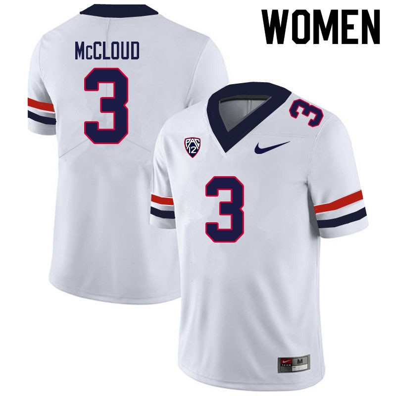 Women #3 Jordan McCloud Arizona Wildcats College Football Jerseys Sale-White - Click Image to Close
